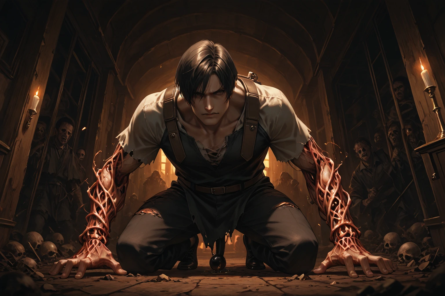 Leon s Kennedy no pants, big cock cums In the night city, a fire is waiting to start.