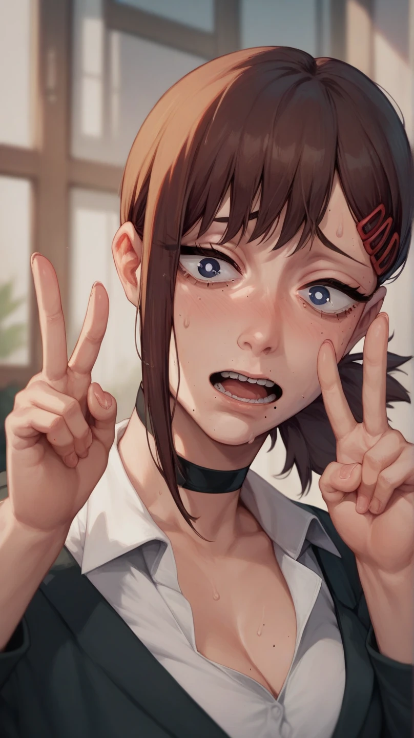 (master piece, best high quality image, very good detailed image, very good detailed character, very good detailed background, very detailed textures, carefully detailed and textures, character alone, full body view)
{{((1:character: 46 years old light-brown hair principal woman, (fair skin, light-blue eyes, short, medium curly light-brown hair, sadistic smile, evil nature, happy screaming face, blood on her face, blood on her shoulders, sitting on wooden chair, evil laughter), (grey shirt, white jeans, dirty with blood, black shoes), (high school principal office))}}