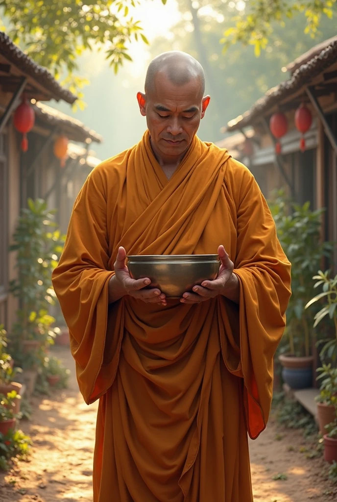 Create an image of a Buddha who is a person, holding a two-liter jug of water and filling a glass from that jug, And that water spills from the glass, and that he is in a temple with a scientist sitting there who is talking to him about his knowledge 