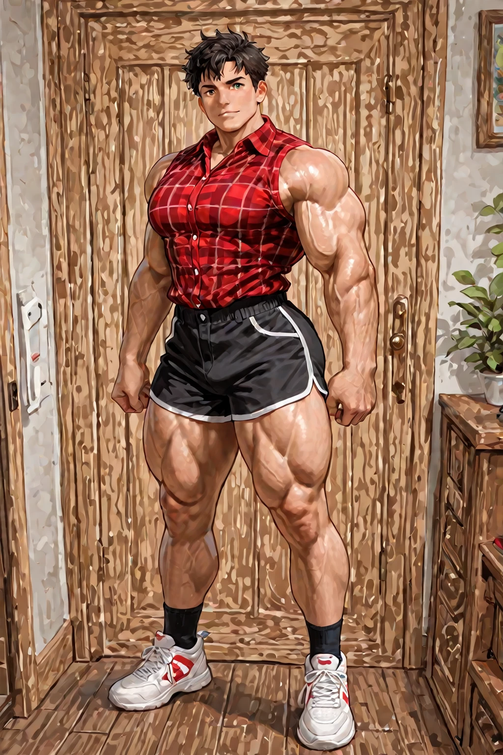 There is only one handsome Asian actor in the photo，35 years old，High target, Fitness，short hair, O-Shaped Beard，Perfect body, Dark skin color，Radiant Skin，Smooth skin，Shiny, shiny skin，Smooth pectoral muscles，No chest hair，No body hair，Muscle bulge, muscular, Very large pectoral muscles，Very sexy abdominal muscles，Very well-developed leg muscles，Huge concave and convex area，Brightens oily skin，Wearing a shiny gold leather thong，Handsome face，Normal human toes，Correct and accurate male body proportions,，Standing in the fantasy flowers, charming dream scene, Lots of flowers in the background，Create a mysterious and charming feeling。
