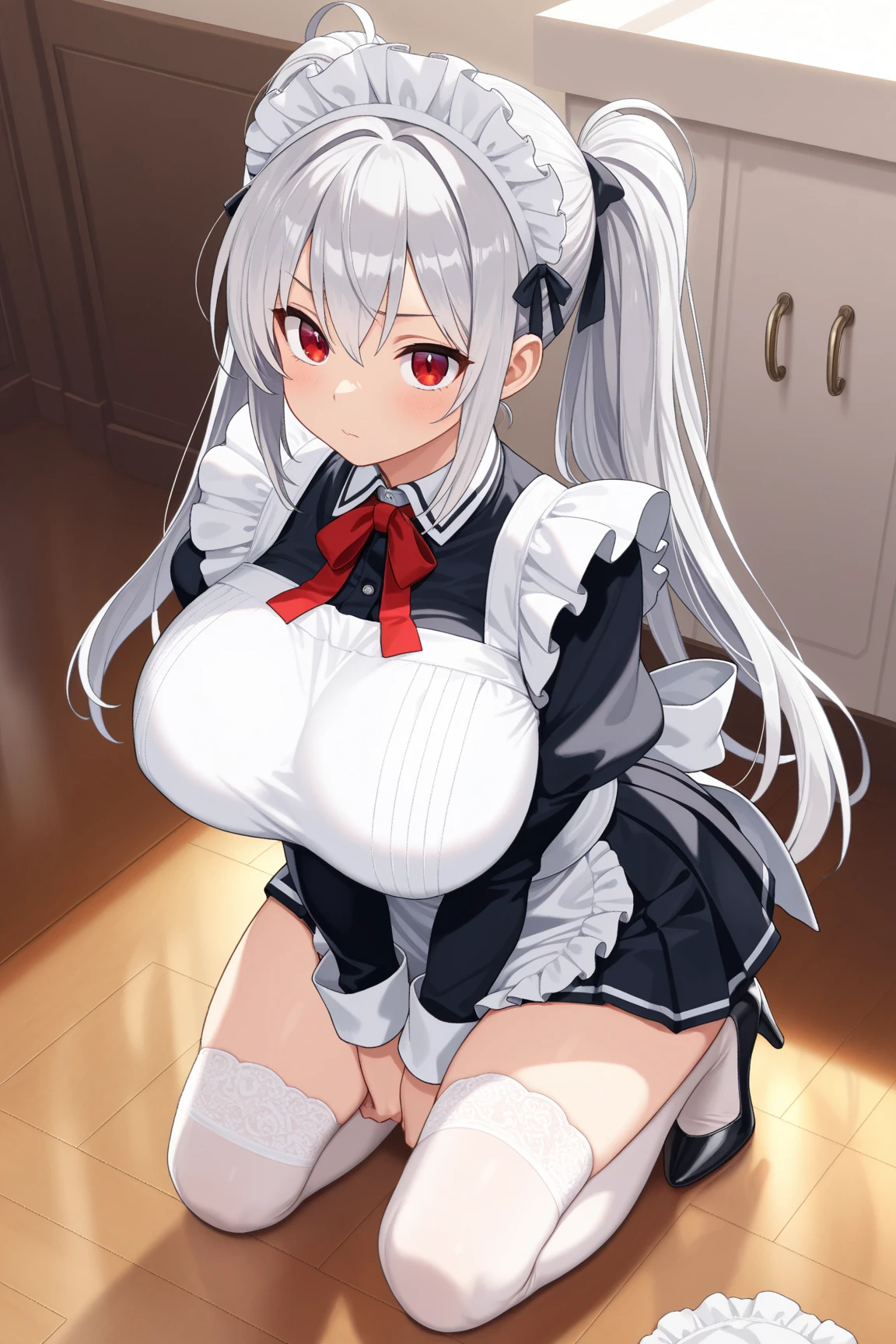 (((top-quality))),(((masterpiece))),(((detaileds))),(nsfw),(((high resolution))),(((Beautiful and Aesthetic Work: 1.5))),(Ultra High Resolution), (Ultra Detail),(((Detailed background))),changing room,on bed,fine art,Sharp focus,Delicate and beautiful hair and eyes and face,realisticlying,(((gigantic breasts))),puffy nipples,orgasm,saliva,saliva trail,beautiful face,(red eyes),(red lips),silver hair,(breast milk:1.2),form side,form behind,form below,(((white pussy juice:1.4))),(((show off breasts))),bend your knees,(cervix opens:1.2),(large amount of semen is gushing out from the vagina hole),(black gothic lolita),fine-grained cloth ,frilled mini skirt,puffy sleeves,juliet sleeves, hairband,,boots,knee high socks,doggy, hug from behind,kupaa,masturbation,cum on breasts,cum on hair,cum on body,cum on clothes,bukkake,excessive cum,cum string,cumdrip,