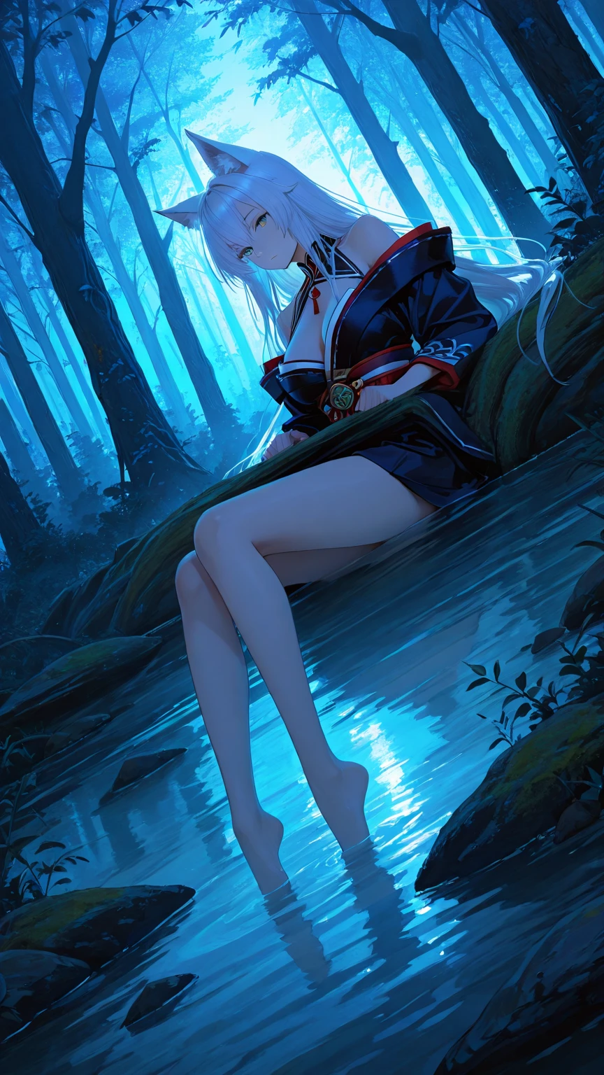 female vampire, vampire fangs, (White hair), (tight dress), (masterpiece), (on her knees), (without a condom), (long hair), Perfect body, (fishing nets:1.3), (ultra realistic eyes), (detailed face), sharp focus, Unreal engine 5, Octane render, (Cinematic lighting), 8 k, RAW, unedited, Symmetrical balance, in frame, symmetrical face, symmetrical body, symmetrical hands.