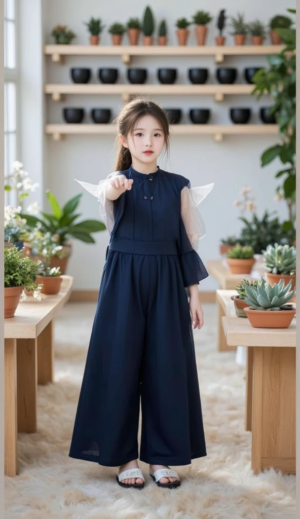 There was a little girl standing on the carpet in the room, Wearing ancient Chinese clothes, Palace ， A girl in Hanfu, Traditional Chinese clothing, Chinese costume, Chinese dress, with acient chinese clothes, Chinese girl, Cheongsam, wearing a blue qipao dress, Wearing a gorgeous dress, in a blue qipao, China Princess, dressed with long fluent clothes