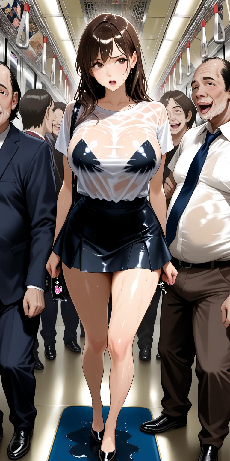 50歳の成熟した大peopleの女性、Men are surrounding a girl while holding their dicks、Teasing Smile、ejaculation、ちんこから、In the park during the day、Bukkake for girls、Thick thighales are huddled、Plump Mature Woman、vaginal sex, Cowgirl、Ahegao、Saggy breasts、people々In front of、public indecency、