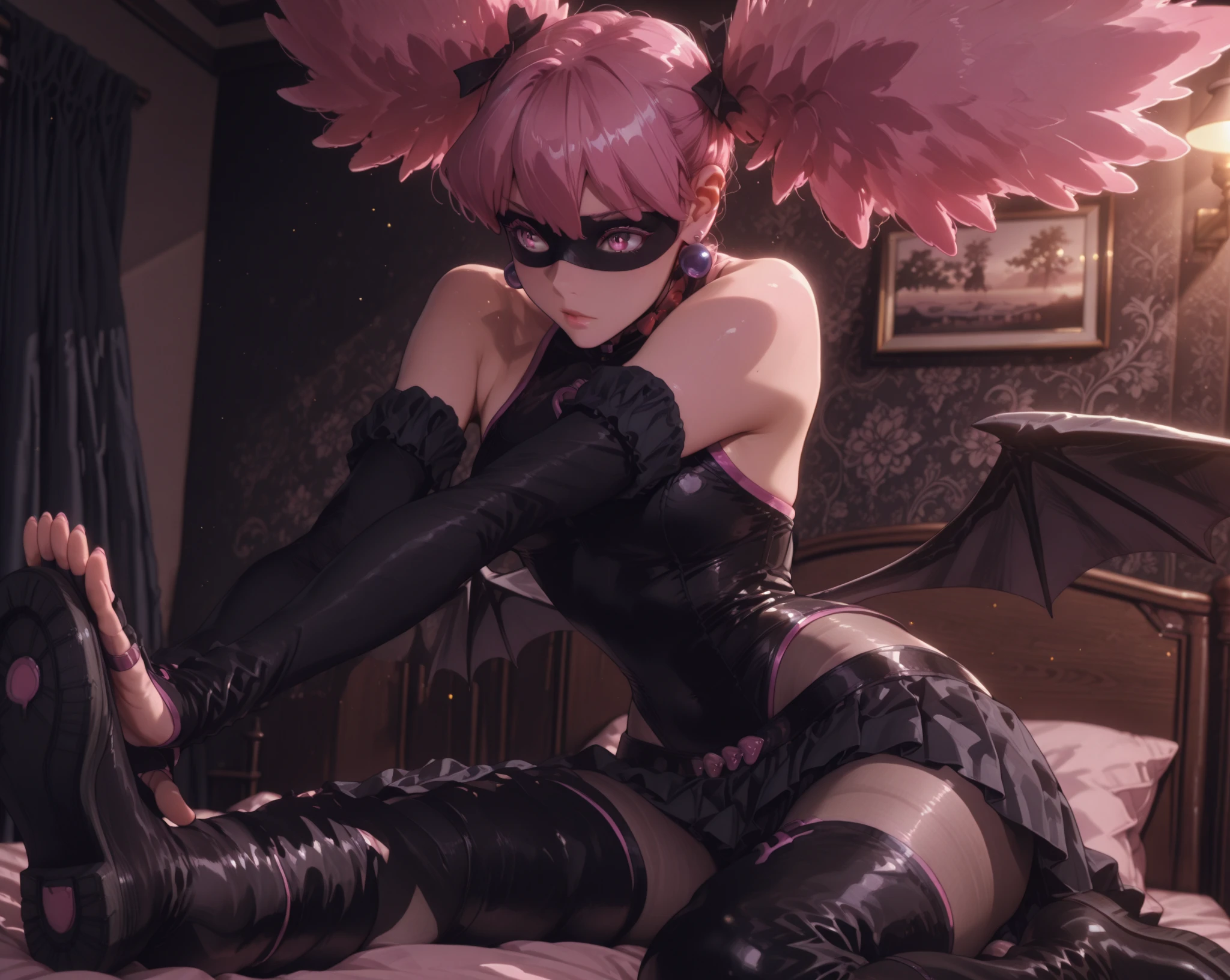 legs, feet, <lora:stripedthighhighs:0.5> stripedthighhighs, purple and red vertical striped thighhighs,, ultra detailed, masterpiece, best quality, aesthetic, detailed,, solo, seductive smile, red lips,
1girl, purple eyes, red hair, blunt bangs, medium breasts, <lora:hair_rings:1> low hair rings, <lora:EllaNyan:1>,