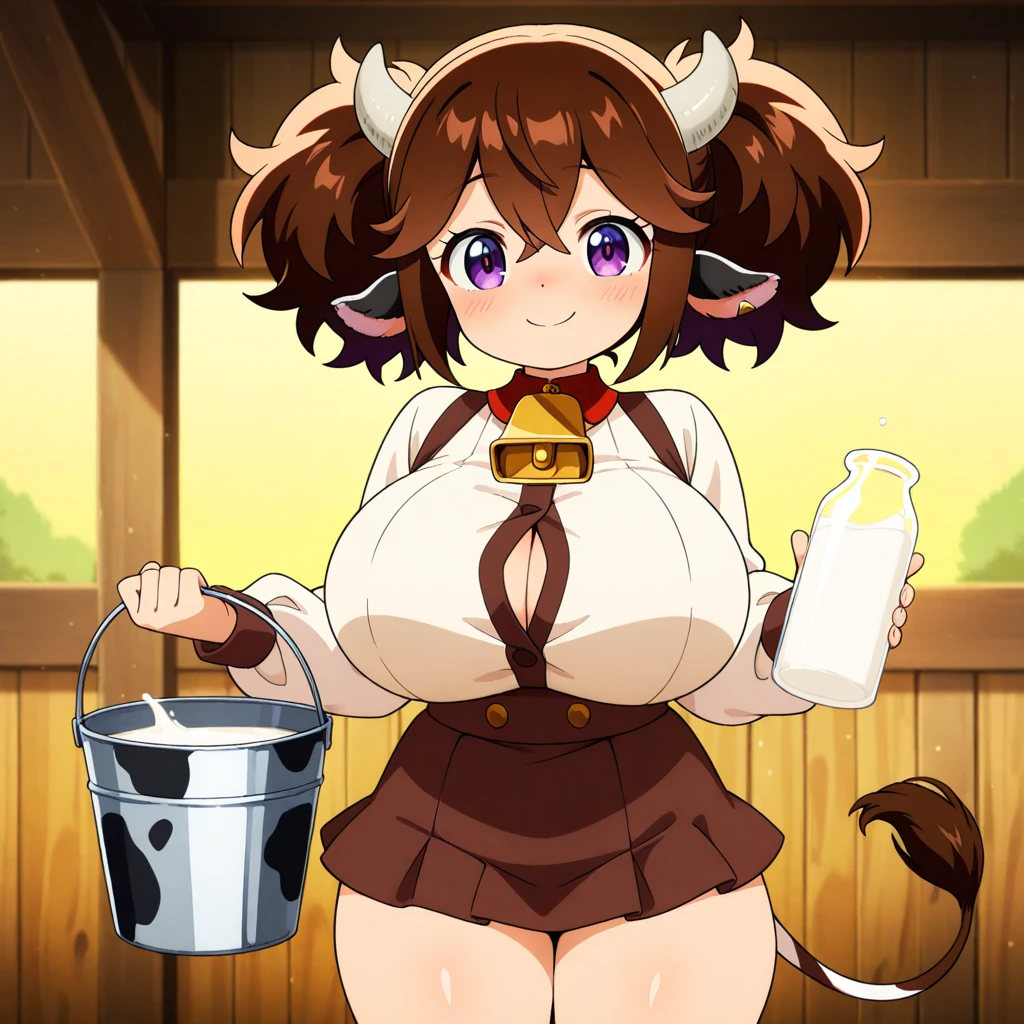 ((Masterpiece)), ((best quality)), (Anime:1.4), (super detail:1.2), (High Definition:1.3), (Professional Photography:1.3), (wide shot), (sharp focus), (perfect light), ((12 years old)), 1girl pregnant milking cow enormous massive gigantic big large fat milking breasts enormous massive gigantic mammale enormous areolae, ((wearing Cow-patterned tanktop)), fluffy shorts, cinematic lighting, Textured skin, messy hair, (loose blunt bangs), teenage girl, Healthy stomach, (Healthy slim body), small breasts, cute eyes, ((naughty face)), (open mouth), (put on cow ears), pale brown hair, Cute Beautiful girl, ((playful pose)), Thin accessories, ((on the precipitous cliff)), vaches à lait se faisant traire les enorme seins