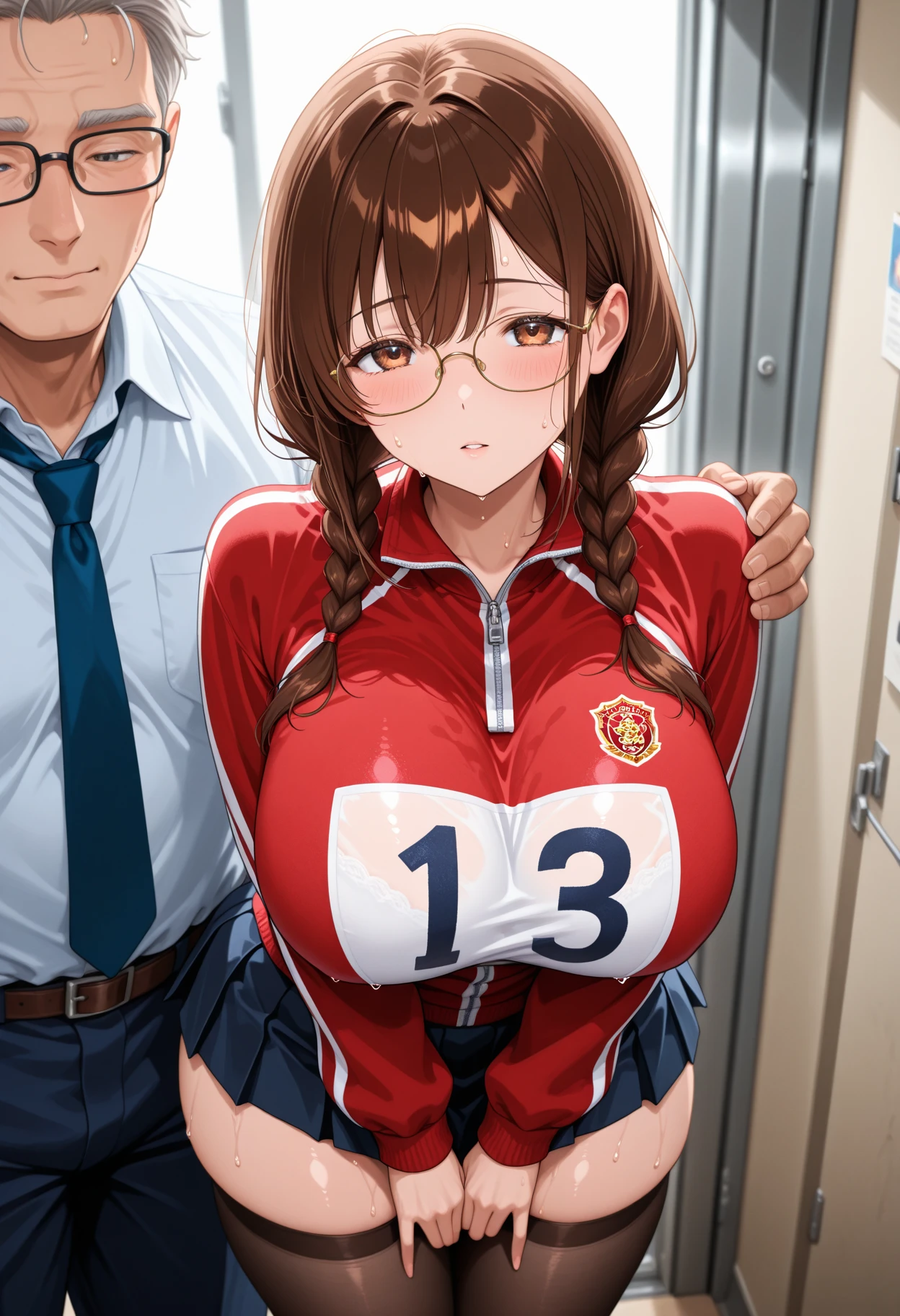 ((Girl having intense vaginal sex with man:1.3)), Anime One Girl, 22 years old, Pokemon ハルカ, ハルカ Pokemon, red bandana, Brown Hair, short hair, Blue eyes, Big Breasts, Chest cleavage, Bounce, Thighs, indoor, 32K,Super detailed,Ultra-detailed, The perfect ハルカ, Red clothes,Navy blue leggings under a short white skirt, Mei's outfit, socks,  whole body, , {{A Pokemon trainer sees ハルカ passing by and has Metamon transform into an adult May and engage in intense vaginal sex with her.}}, Intense piston movement between a man&#39;s legs, NSFW