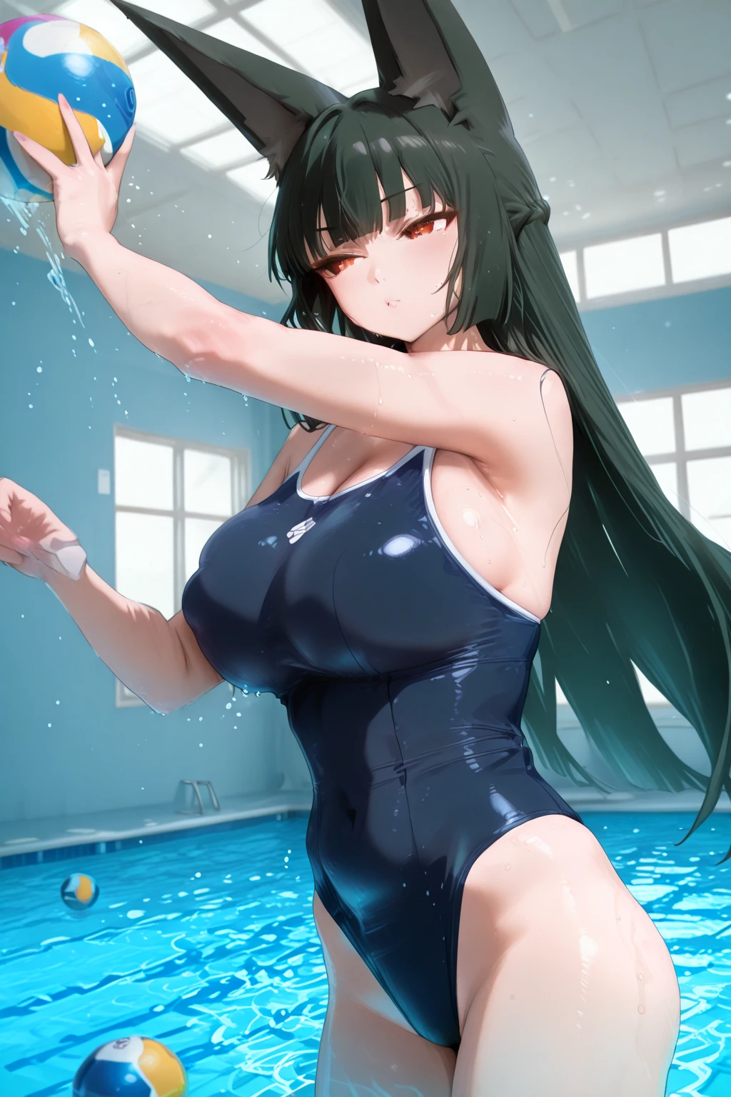 Ten high school girls in see-through swimsuits frolic in the pool Ten high school girls are in the frame, but each one is shot small. nsfw R-18 cleavage Big Breasts Breast flash