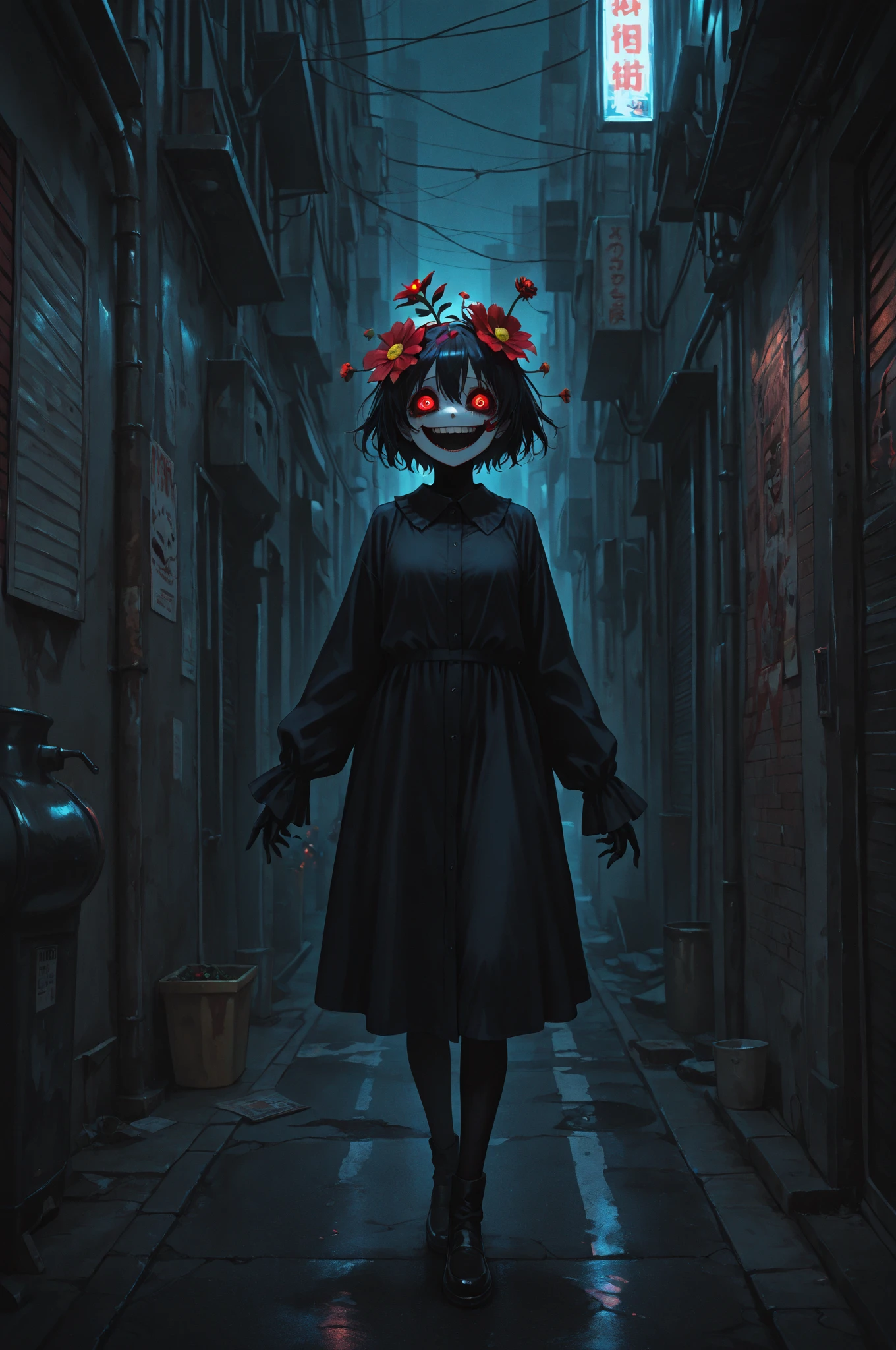 score_9,score_8_up,score_7_up,8k,,ruanyi0697,paper lantern,fog,dark,no humans,horror theme,<lora:0697 Huangquan Road_v1_pony:1>
jyojifuku, ofuda,blue dress, ribbon,hat,
