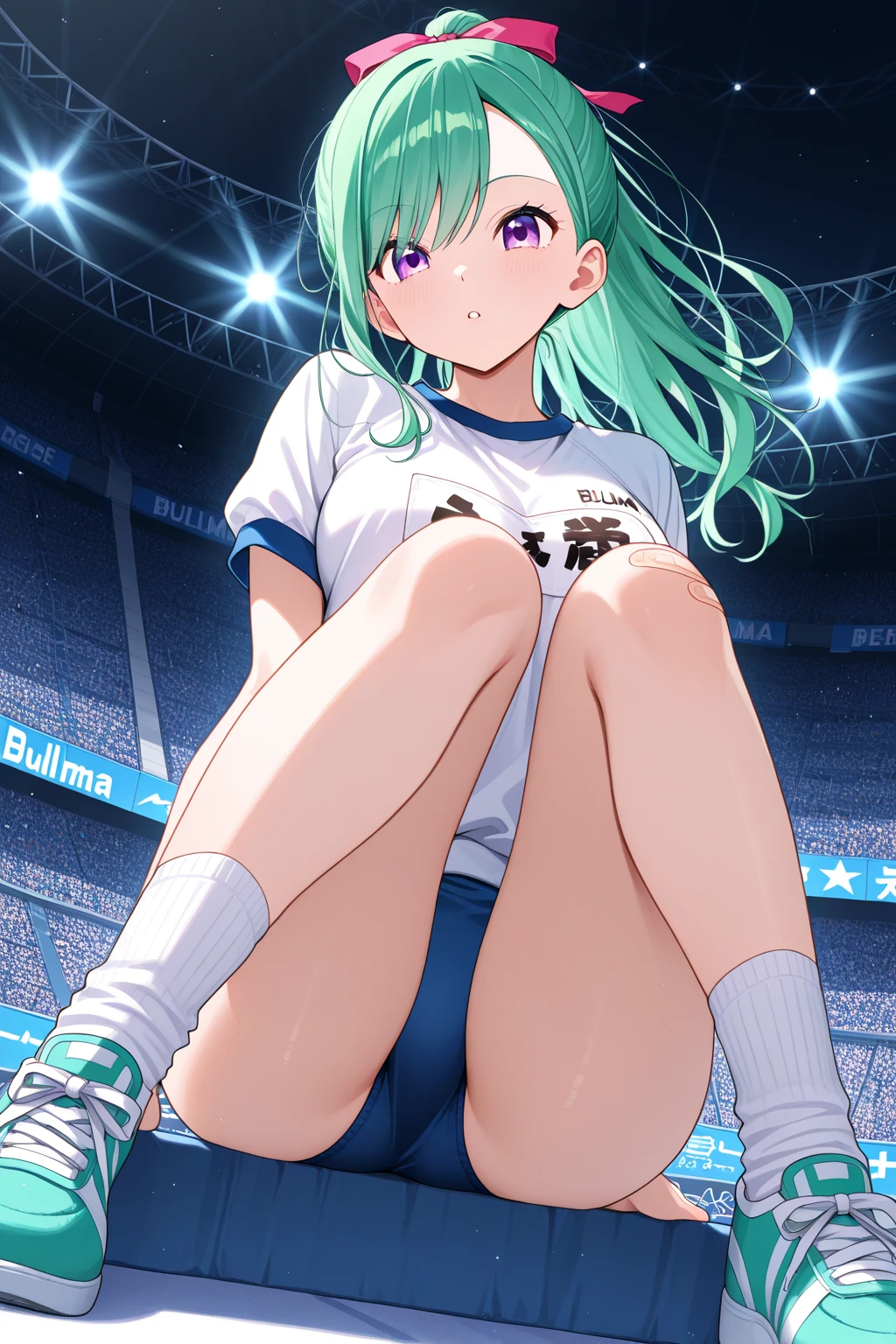green hair,green eyes、very angry、tears、blush、(collar),(lead)、elementary school girl、((small breasts))、large bulging nipples、((big pink areola,))、(((squat, spread your legs)))、naked、(((10 years old)))、lolicon、 body shape、With a big head 、thin legs、low length、((shining outline))、(((masturbation)))、(((stadium full of spectators)))、blue sky、(((A large amount of white love juice drips from the pussy.)))、((Open mouth and white semen drips))、Puddles under the crotch、my pussy is licked by a man、(((There are many male spectators near her)))