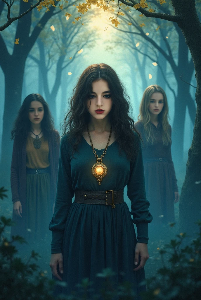a detailed fantasy scene of three young girls exploring an ancient, mysterious house, extremely detailed eyes and faces, beautiful detailed lips, longeyelashes, highly realistic, photorealistic, 8k, masterpiece, studio lighting, vivid colors, dramatic lighting, ornate architecture, dusty textures, cobweb-covered walls, mysterious atmosphere, sense of discovery, warm light from candles, glowing magical artifacts, capture the essence of this magical and mysterious encounter. Your drawing will be fundamental for the creation of a unique publication, which combines the gothic atmosphere and the charm of the supernatural. Remember to add evocative details, such as candle flames dancing in the dark, shadows moving ominously along the rock walls, . Highlight the aura of mystery and emotion that this forbidden encounter evokes.