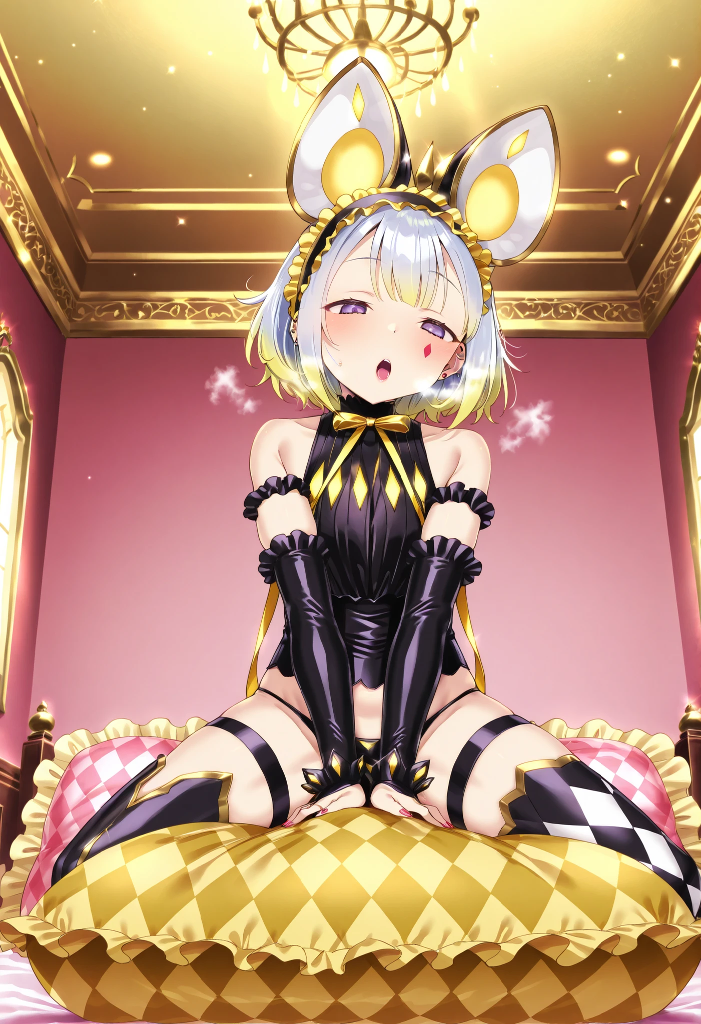 (score_9:0.9),score_8_up,score_7_up,negative_hand, realistic,warm colormalice pawn dormouse, red argyle facial mark,fake mouse ears, asymmetrical thigh boots, frilled hairband, camisole, over elbow glove, underwear, lingerie, panties, 1girl, solo, nsfw, full body, whole body view, open mouth, indoors, luxury room, bed, pink bedsheet,pillow, frilled pillow, (((yellow argyle pillow))), lace pillow, euro patterned pillow,exquisite pattern pillow, luxury pattern, Pillow on the floor, more pillows, many large pillows on everywhere, large pillow, giant pillow, oversize pillow, pile of pillows at the background, pile of pillows on the floor, many pillows on everywhere, surrounded by pillows, pillow sex, pillow, humping, (((kneeling))), straddling, grinding, standing with riding on the pillow, on pillow, pillow straddling, pillow grinding, crotch rub, pile of pillow at the background, many pillow on everywhere, heavy breathing, anime screencap, anime source, open mouth, heavy breathing, Melting pleasure, Ahegao, looking down, pillow on between legs, riding pillow, rubbing crotch on pillow, crotch on pillow, pillow sandwiched between both legs, riding pillow, square pillow, euro pillow, masturbation on the frilled pillow, anime source, anime screencap, base on anime, far view, royal bedroom, wide view,satou kuuki