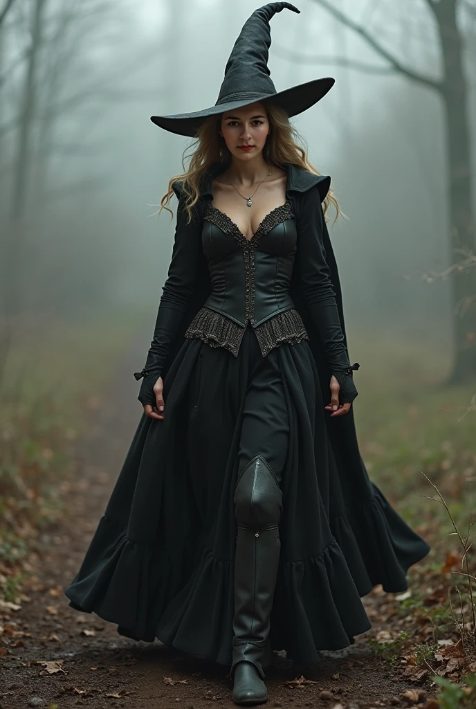 1 woman, movie Hansel and Gretel Witch Hunt, 30 years old, pretty face, gothic streampunk style, pose dancing, shoes boots, ultra detailed face, hyperrealistic, realistic representation