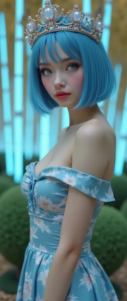 ((best qualityer)), ((work of art)), (detailded), Nyvi Estephan 18 years old, short straight cyan hair, fully body