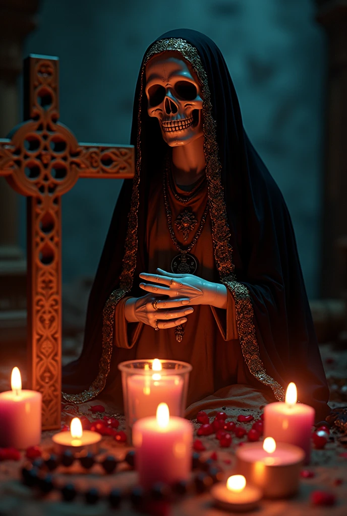 score_9, score_8_up,score_7_up, score_6_up, score_5_up, score_4_up,
1girl, female focus, clothed like galadriel, (grand decorative religious style, orthodox christian inspired, neo-byzantine theme:1.2), chaos wizard, sinister expression, dark themed billowing mage attire, skull pendant, surrounded by dark orange swirling chaos power, casting chaos spell, floating particles, floating glyphs, gleeful madness, shadowed ambiance, chaotic atmosphere, realistic, highly detailed, realistic eyes, intricate details, detailed background, depth of field, (dynamic pose, dynamic angle),
(volumetric lighting), (dynamic lighiting), godrays, Rembrandt lighting, real shadows, intricate detail,