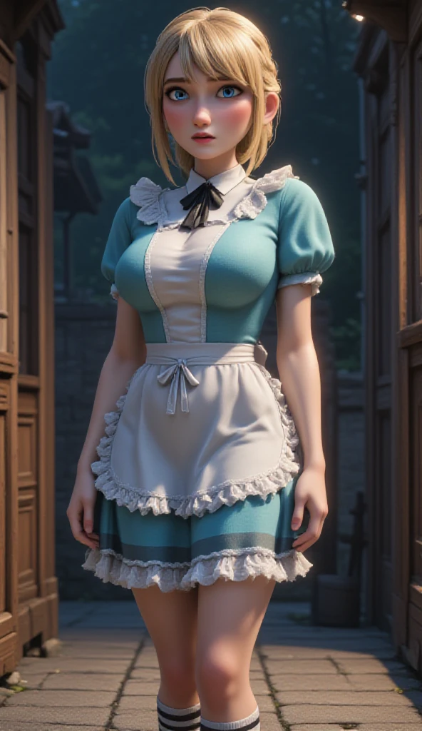 (ultra realistic,32k, masterpiece:1.2),(high detailed skin:1.1),( high quality:1.1),
<lora:ff7claudia-nvwls-v1:0.8>(guilt:1.1),ff7Claudia,blonde hair, blue eyes, ponytail, brown dress, apron, long sleeves, Medieval moonshadow sanctuary, silvery moonlight, elusive creatures, ethereal refuge of shadows blurry background,,(looking at viewer, sitting:1.1),, huge breast,large breast,<lora:add_detail:0.95>,
(lighting:1.1),