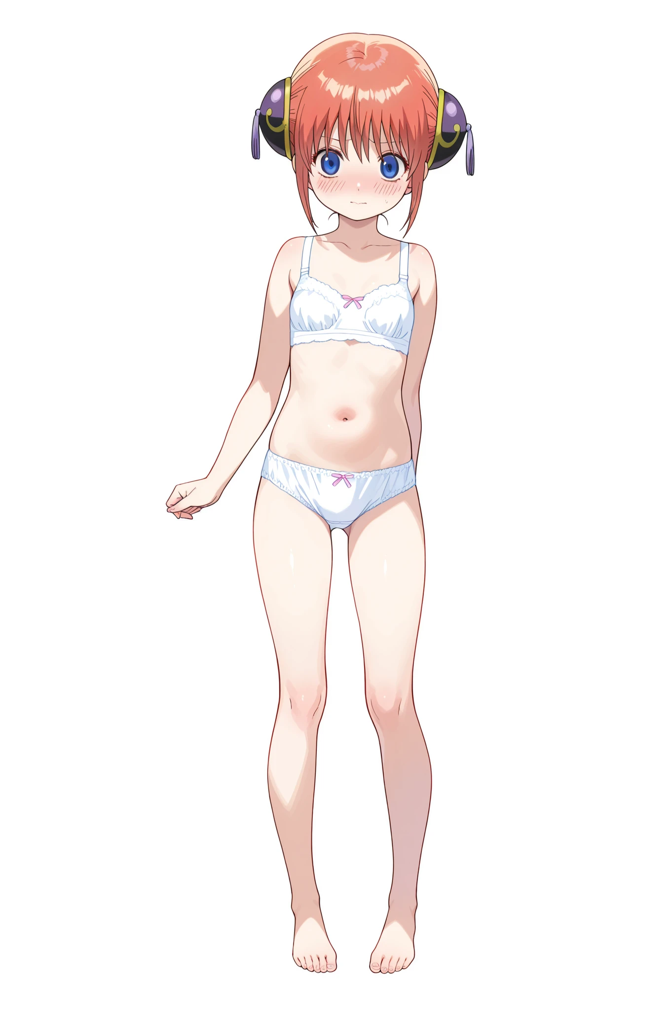 (masterpiece), (best quality), perfect face, beautiful girl, white background background, delicate and beautiful face and eyes, dark intense shadow, 
1 girl, vtuber style, cool girl, hololive, Nanashi Mumei, bikini, wet body, big chest, cropped shoulders, clavicle, winking, smile, bare feet, chest visible through clothes, ass visible through thighs, (full body), back view, standing, 