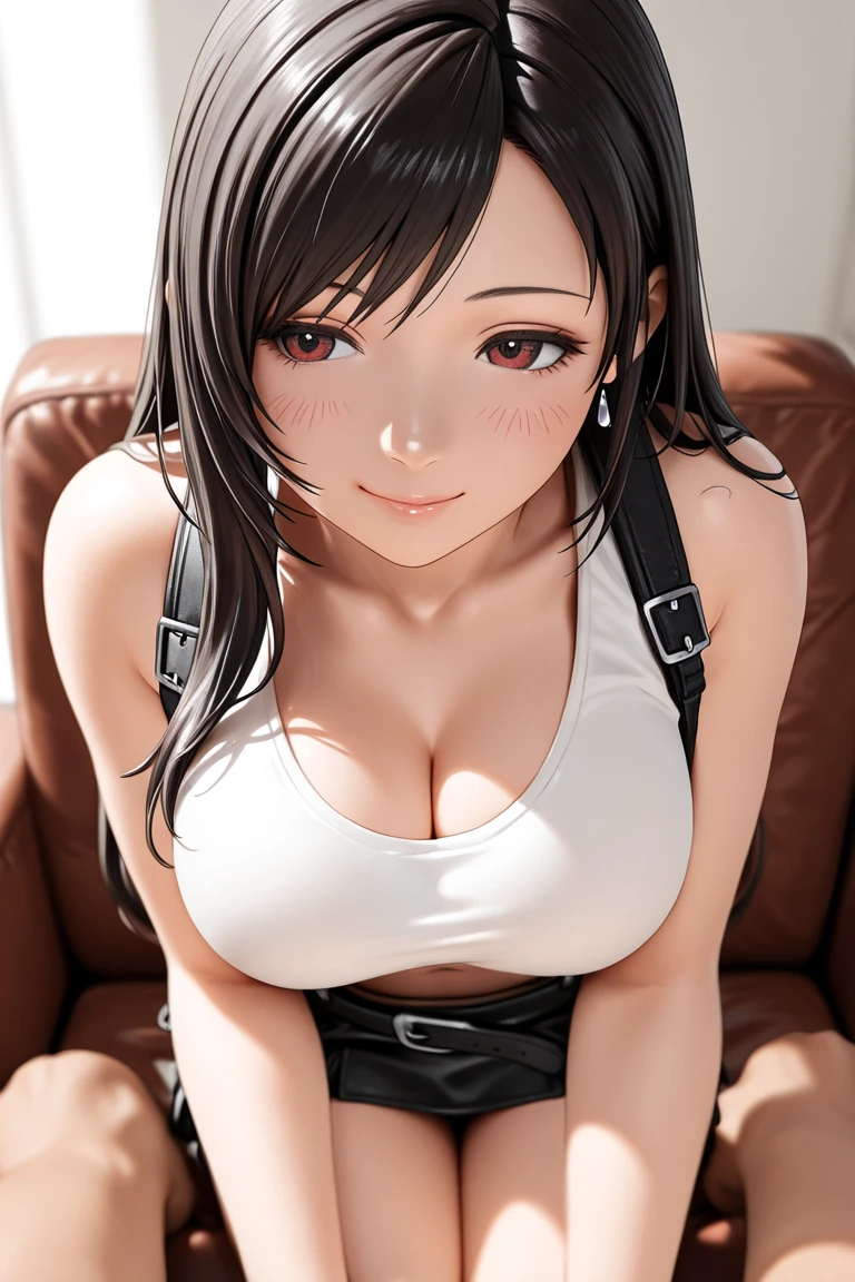 (top-quality, (Ultra high definition,4K), (超A high resolution:1.3, in 8K),masutepiece:1.2), (Angle from above), (Perfect Anatomy,Anatomically accurate), (Soft lighting, 光线追踪), (((Sitting on a sofa in the lobby of a luxury hotel, Sexy open legs))), ((Atifa_Lockhart like)), (Ruby-like red eyes), (large full breasts:1.6), Focus on cleavage, Close one eye, (energetic and healthy girl), (Photorealsitic), ((Bright lighting)), (White Sports Bra), (suspenders), ((Black leather miniskirt)), Watch viewers, (Crisp double eyelids), (fascinated expression), (Textured skin), (Soft skin)