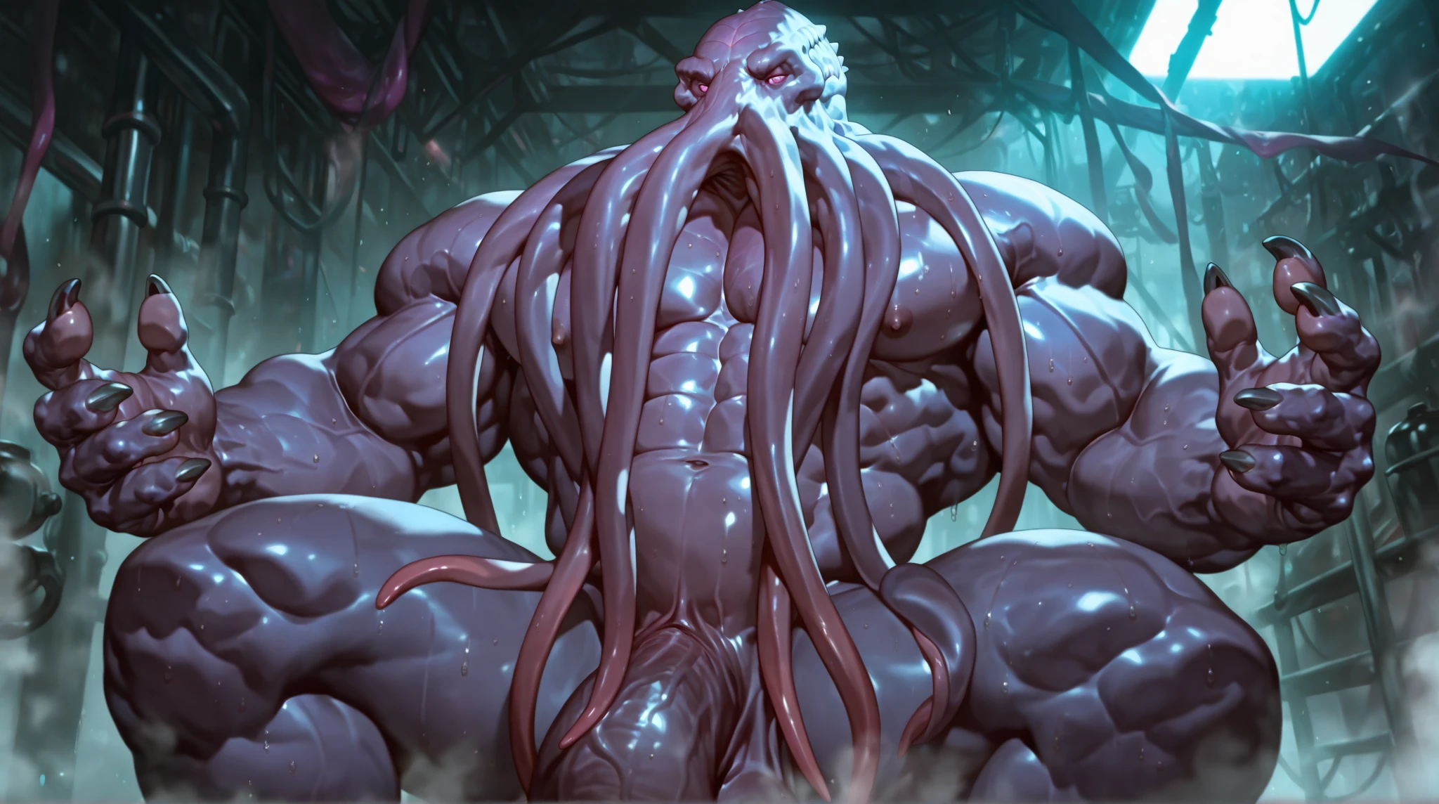 Baldurs gate 3, the emperor, laying horisontally, (emperror want to dominate want someone to lick and suck his feet and toes), ((The generated image should be a floor-level side! view that focuses on the Illithid's feet and clearly depicts them, the image should provide clear detail of the illithid's feet as the main object)), mind flayer, hi res, (the scene is illithid is lying on the ground), ((stretching his feet and toes to the viewer)), alien, digital media (artwork), delicate muscle lines, anthro, solo, male, no background, by lindong, by null-ghost, nsfw, sexy, feet focus, illithid has two toed feet, naked, point of view from the groung