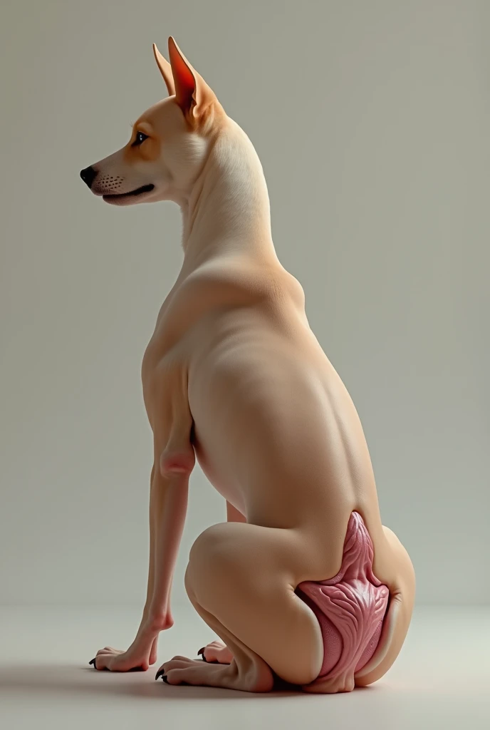Dog head on a sexy woman perfect body at the club and is naked and having sex with you