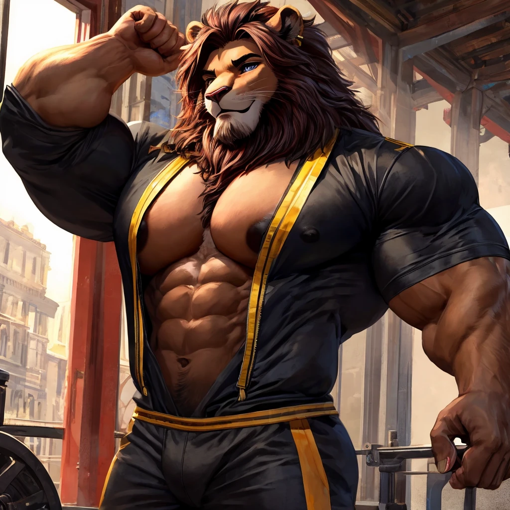 (masterpiece,Highest quality,Ultra-detailed,Perfect Anatomy),kemono,Sharp focus,By Taran fiddler,alone,anthro,Watching the audience,Fine grain,whole body,penis,Lion,Simba