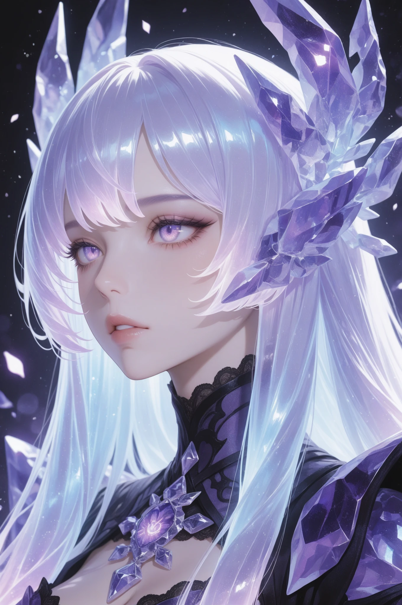 masterpiece, best quality, Extremely detailed, illustration, , , 1 Girl,Solitary, Image Subject, flower, looking at the audience, , , Purple Eyes, jewel eyes, Extremely detailed eyes, Extremely detailed face,