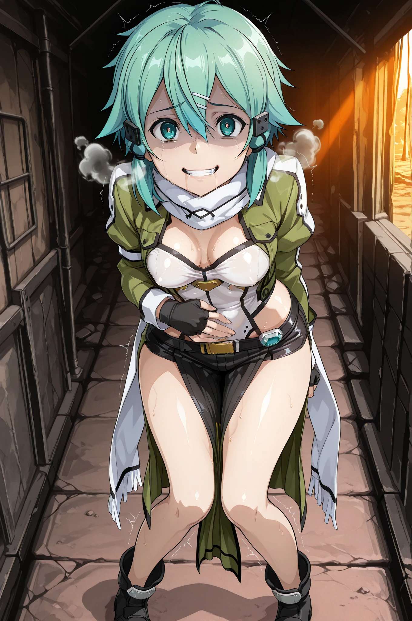 NSFW,masterpiece,Highest quality,High resolution,Super detailed,Sinon\(Sword Art Online\),Bare shoulders,Removable sleeves,Hand guard,leotard,Cape,Frilled mini skirt,gem, hair ornaments, Hair Clip,Thigh straps,Embarrassed,Expecting face,(Lust),(Estrus),((Ecstasy face)),blush,(tears),Fantasy,inn,bedroom,(Middle-aged men),(Having sex),Insert,Creampie,,forcibly,(rape),Lying down,Spread your legs,(aphrodisiac),From above,(Squirting)