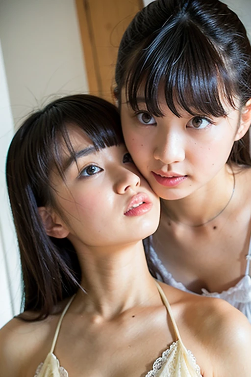 Ultra-realistic capture, Highly detailed, Skin texture must be natural, With such detail that pores can be finely identified, Skin should look healthy, In a uniform tone, Use natural light and color, masterpiece, ((((twins fashion)))), ((twins)), (((clones))), hug, ((female child)), (nsfw), futa, Classroom, exactly the same appearance, students fuck each other, they intertwine with the other girl, lips closed, fuck each other with mutual penetration, fuck each other with full body contact, same body, serious chairpersons fuck each other, legs wrapped around each other's waist, face pressed against each other, hips shaking, meat rods penetrating each other, They are ejaculating, exactly the same face, tongues wrapped around each other, even their noses are bumping against each other, they are showing each other their goofy faces, faces without a shred of decency, they are coming off each other,