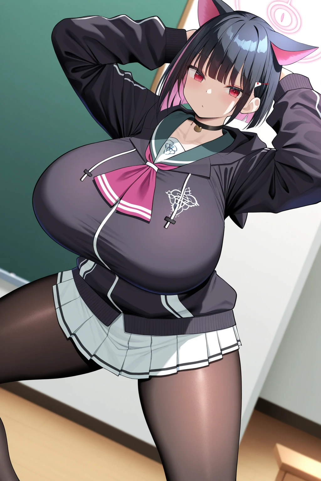 (Perfect body),Best Quality,16 K、((NSFW))、blush、(:o)、embarrassed from,((Short hair))、((L O W Twin Tails))、(Hair intake)、(((Blue eyes))),((Dark purple hair)),(Sweat)、(Red-rimmed glasses)、(whitepanty)、(Blackknee Socks)、((Big ass))、((Big breasts))、(((thick thighs)))、((Hands behind the head))、(spreading legs)、Office room、
