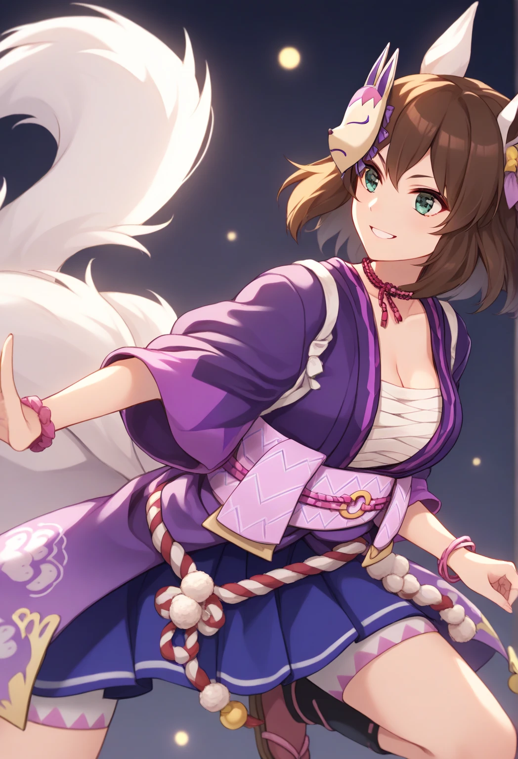 masterpiece, best quality, 1 girl, solo, upper body, genshin shock, yae miko, 1 girl, animal ears, branches, breasts, cherry blossoms, shut up, denim shooting, earrings, flowers, fox ears, japanese clothing, jewelry, long hair, looking at the audience, big tits, unconventional miko, outdoors, pink hair, purple eyes, purple flowers, ribbon trimming sleeves, ribbon decoration, sideburns, smile, solo, wide sleeves, dynamic pose, genshin,