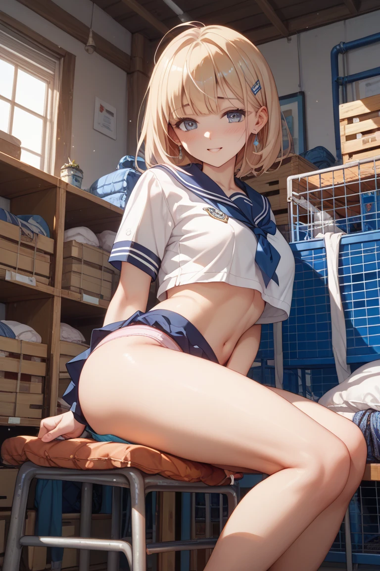 (masterpiece:1.2、Highest quality、masterpiece)、(1st grade elementary school student:1.6)、(Short girl:1.3),(Flat Chest),alone、classroom、Day、stand、blonde、ponytail、blue eyes、(Completely naked:1.4)、(Whitening:1.4)、(Small breasts:1.3),Sweaty、Hair Ribbon、Round 1、blush、(Open pussy:1.6),(Open up:1.6)