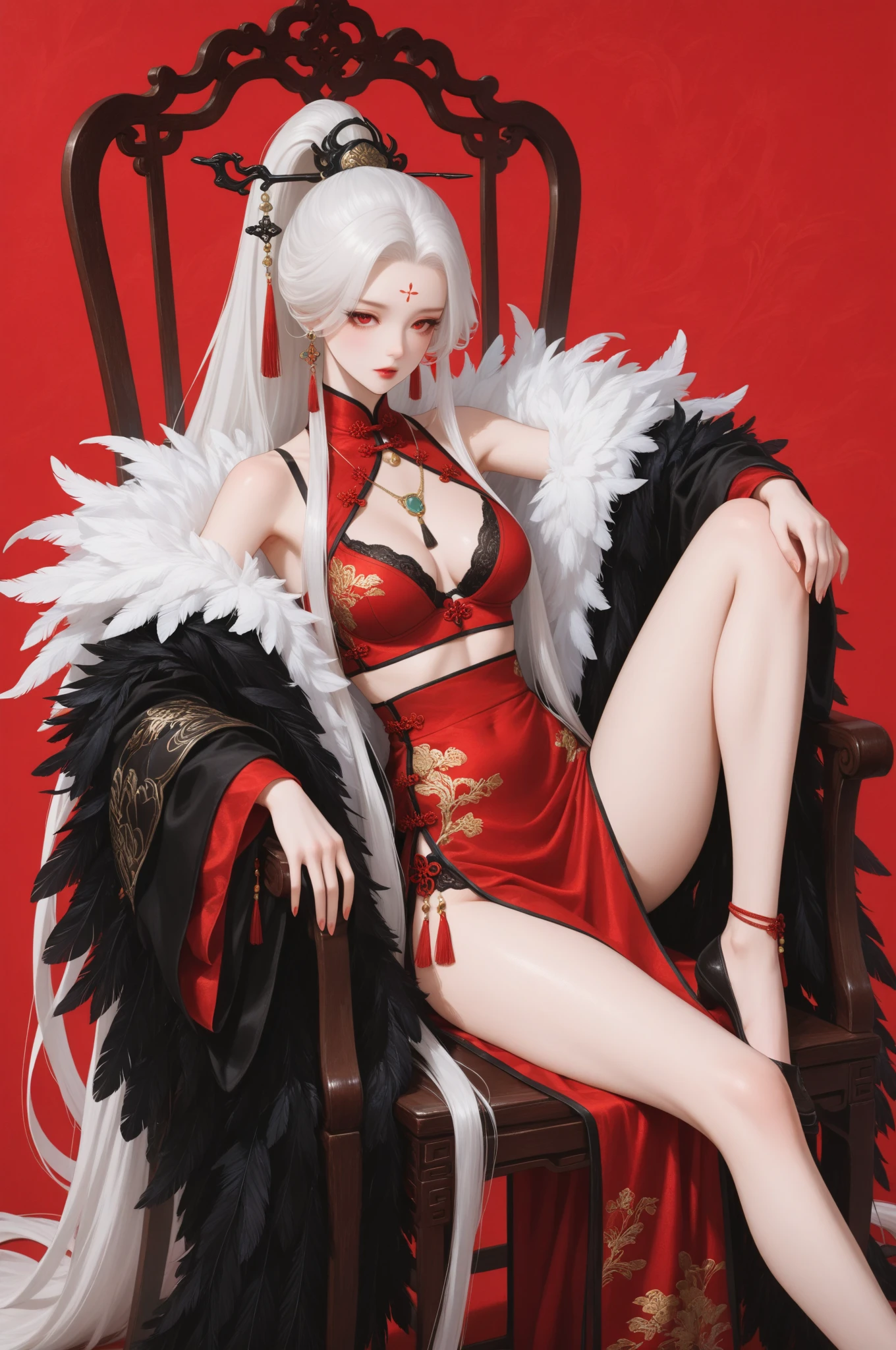 Top image quality、Raw photography、A high resolution、20-year-old cool Korean、big round chest、thin silk jacket、red lace underwear、Beautiful Eyes of Details、very elongated eyes、Beautiful eyelashes、Beautiful double eyelids、eyeshadows、 long legs, medium thighs, wearing Glasses、beautiful eyes finely detailed、elongated eyes、long eyeslashes、Beautiful double eyelids、eyeshadows、earrings、shiny white skin、 full body shoot, chuppy body,