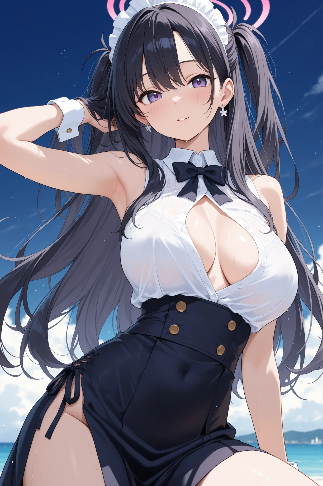 (Tuxedo jacket), (White leotard), smile(low length)(Young girl), (Black rabbit ears), (Huge round breasts)(Big Breasts), Tight waist, belly button, Small hips, (Only the waist), (Thin legs)(barefoot), (Thin thighs)Spread the word, (White high heels), (Silver ponytail)(White ribbon), (Highly detailed CG Unity 8K wallpapers) (Better Quality) (Better lighting)