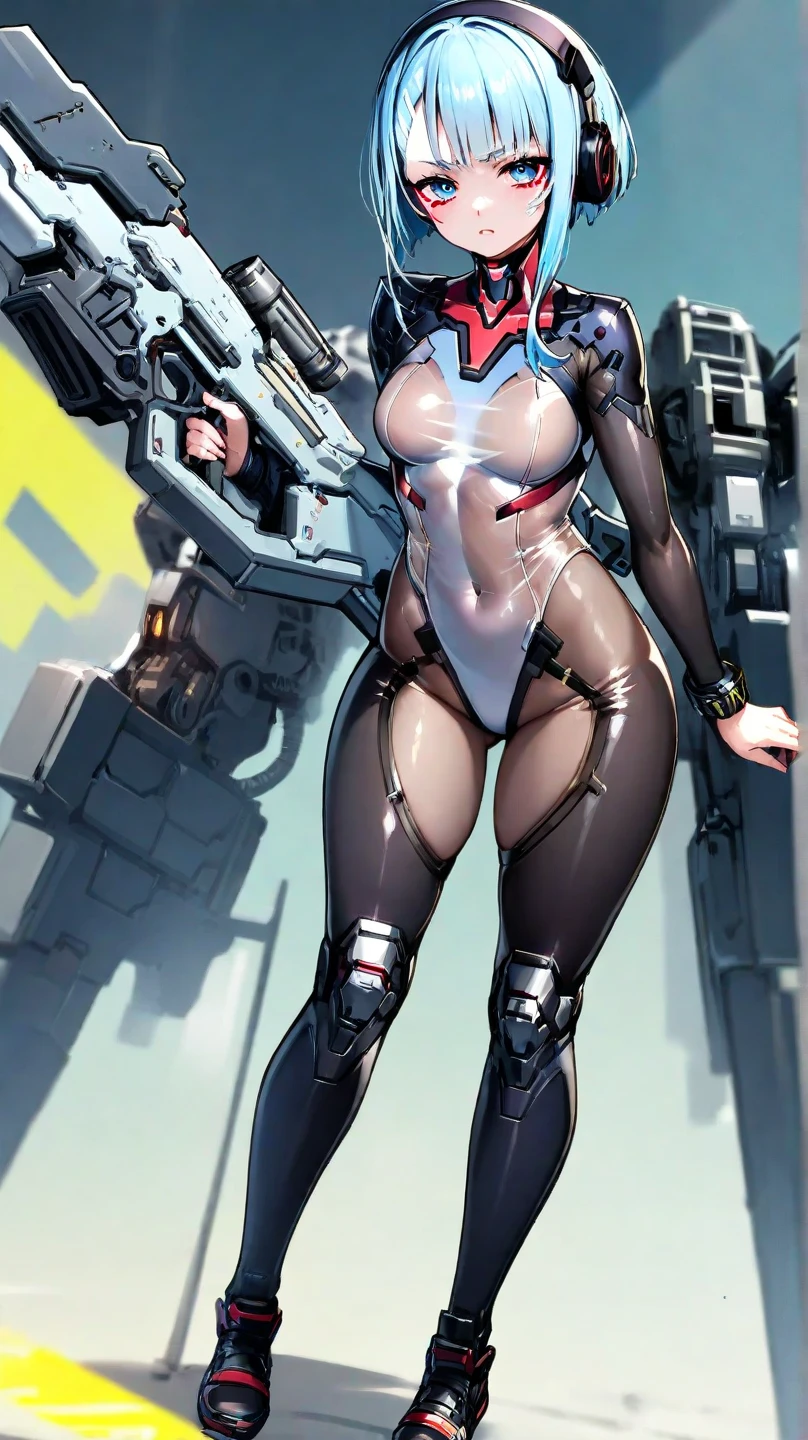 a woman in a futuristic suit with a sword,full-size photograph,Long legs, Slightly chubby,navel,Transparent skin,Perfect body shape,art feminine, Macro distance,mechanized valkyrie girl, ferra white mecha, girl in mecha cyber armor, female mecha, extremely detailed artgerm, echo from overwatch, Clear facial features,gorgeous female paladin,Advanced Rendering,depth of field