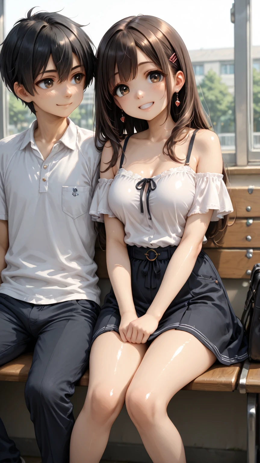 ((8k, RAW photo, highest quality, masterpiece), (detail face:1.2),High detail RAW color photo professional close-up photo, (realistic, photo realism:1. 37), (highest quality), (best shadow), (best illustration),(full body shot),(1girl and 1boy:1.2),
AND best quality, ultra high res, (photorealistic:1.4), 1girl and 1boy,<lora:koreanDollLikeness_v15:0.7>, (aegyo sal:1), (Kpop idol), (black silk stockings with garter belt, thick thighs), (sailor school uniform:1.25), black hair, full body, cute, smile, ((puffy eyes)), facing front, (facing viewer), see through, thin waist, huge breasts, ulzzang-6500:0.2,
AND best quality, ultra high res, (photorealistic:1.4),1girl and 1boy, white collared shirt,jeans