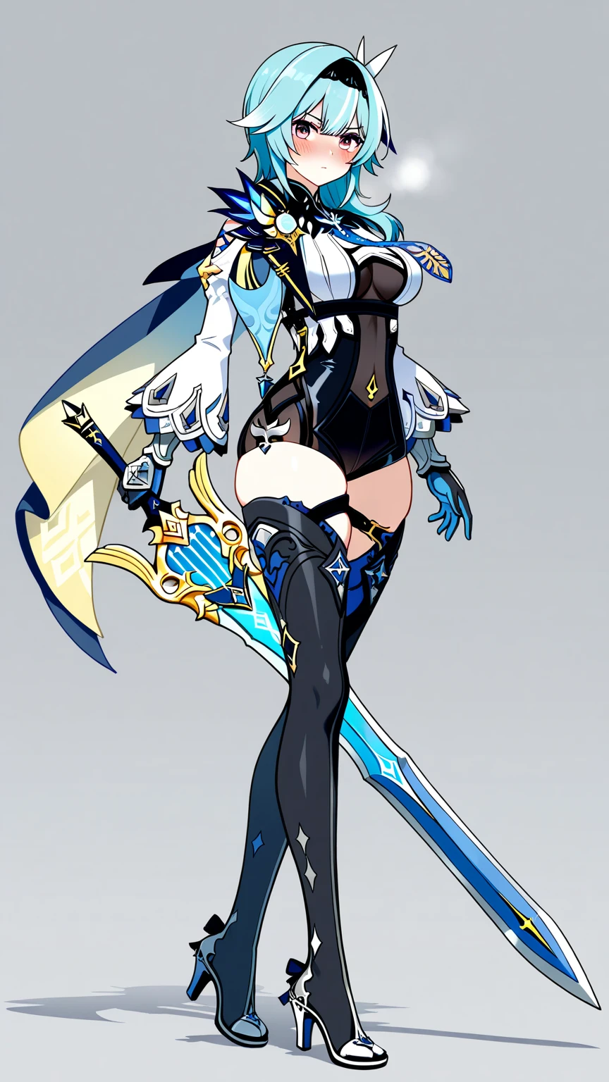 a drawing of a woman in a costume with a sword, complex fantasy character, dnd character, dnd fantasy character, Humanoid form, detailed full-body concept, Full body character drawing, inspired by Yang Jin, fantasy d&d character, dark sorceress fullbody pose, female mage, young half elf wizard