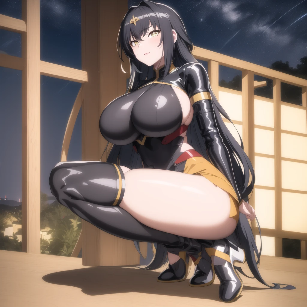 (masterpiece:1.4),(best quality:1.4), soft lighting, sunny light, beautiful face, beautiful eyes, cowboy shot,
Annerose, 1girl, solo, female mature, black hair, long hair, (yellow eyes:1.4), large breasts, bodysuit leather, skin tight, hair intakes, covered breasts, exquisite eyes detail, exquisite character design unity details 8k hdr, professional art, landscape, (solo:1.5, 1girl:1.4, cowboy shot:1.5), day, stand in the middle of lake surrounding by waterfall natural, sexy body, milf, 35 years old girl, big thighs, sexy waist, fully covered breasts