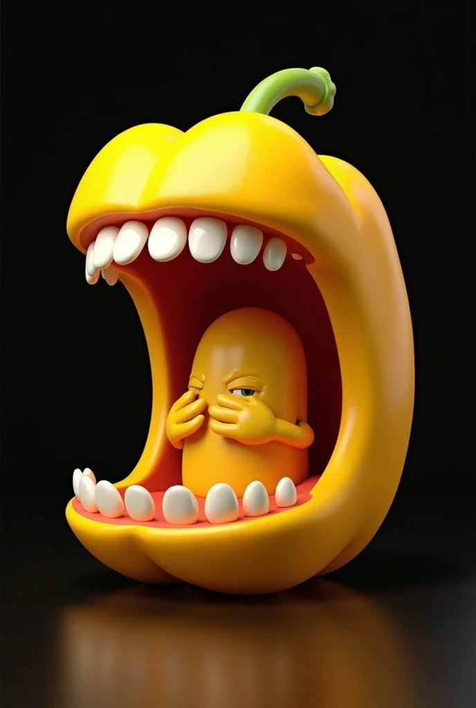 A hyper-detailed 3D render of an anthropomorphic banana with the facial features and limbs of a cartoon character, with the skin at the bottom end peeled revealing the inside of the bottom end banana white confidently laugh, in a dramatic and expressive style, with a V-Ray rendering. add a large peach with a slit in it standing with the banana. the peach has a wore out look on it's female cartoon facial features. the peach has banana pudding on it's face eating pudding.