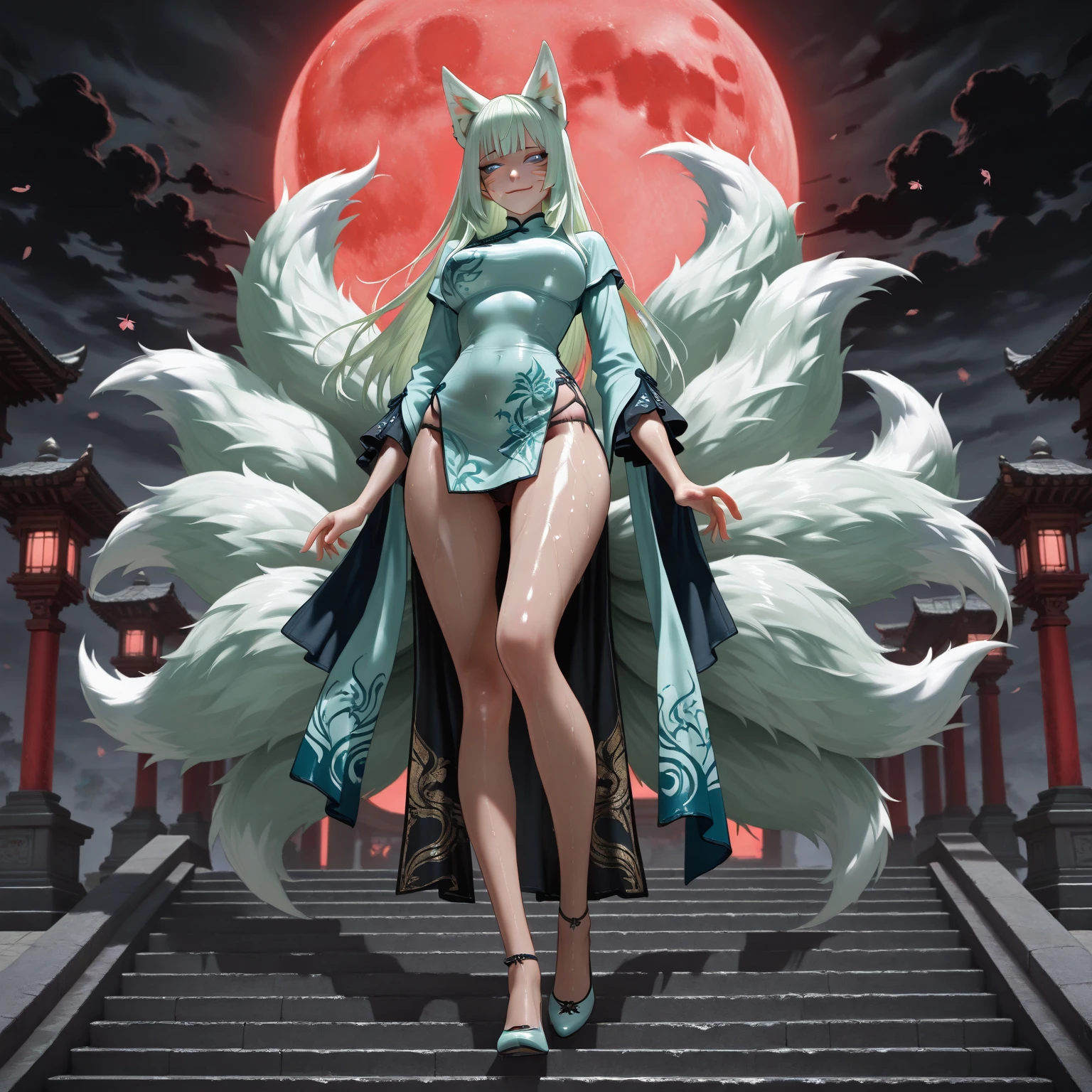 (((NSFW:-0.3, Holo:1.4、Spices and wolf、Cosplay))), ( ((Wolf Tail from anus))), (Hyper-Realism:1.37, 8k, masutepiece:1.2, Best Quality, Photorealistic:1.37), {(kneeling full body:1.2)|(From below:1.35)},Extremely detailed, Burning wheat field, Bloody Moon, (tail, Wolftail Plug),