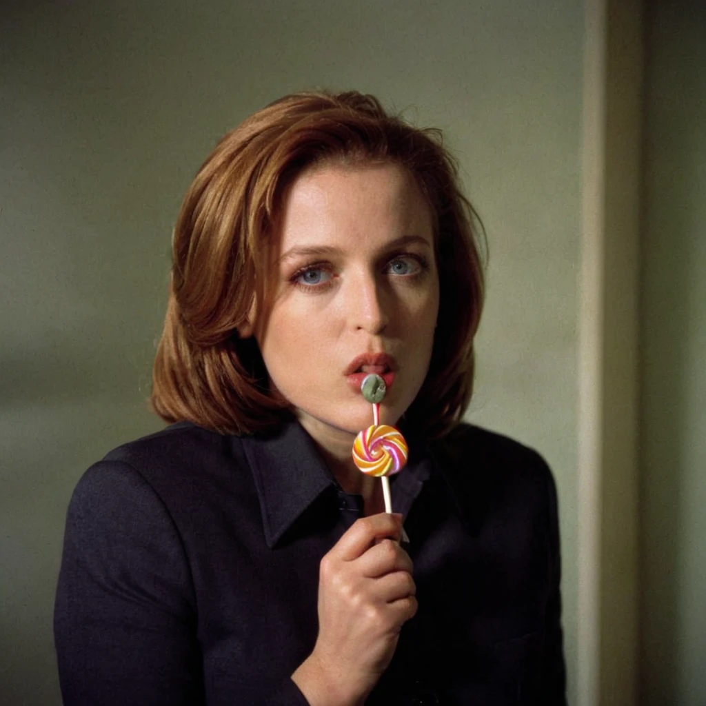 ((Sarah Paulson)) eating an orange while giving the middle finger with her other hand in a wes anderson salon 