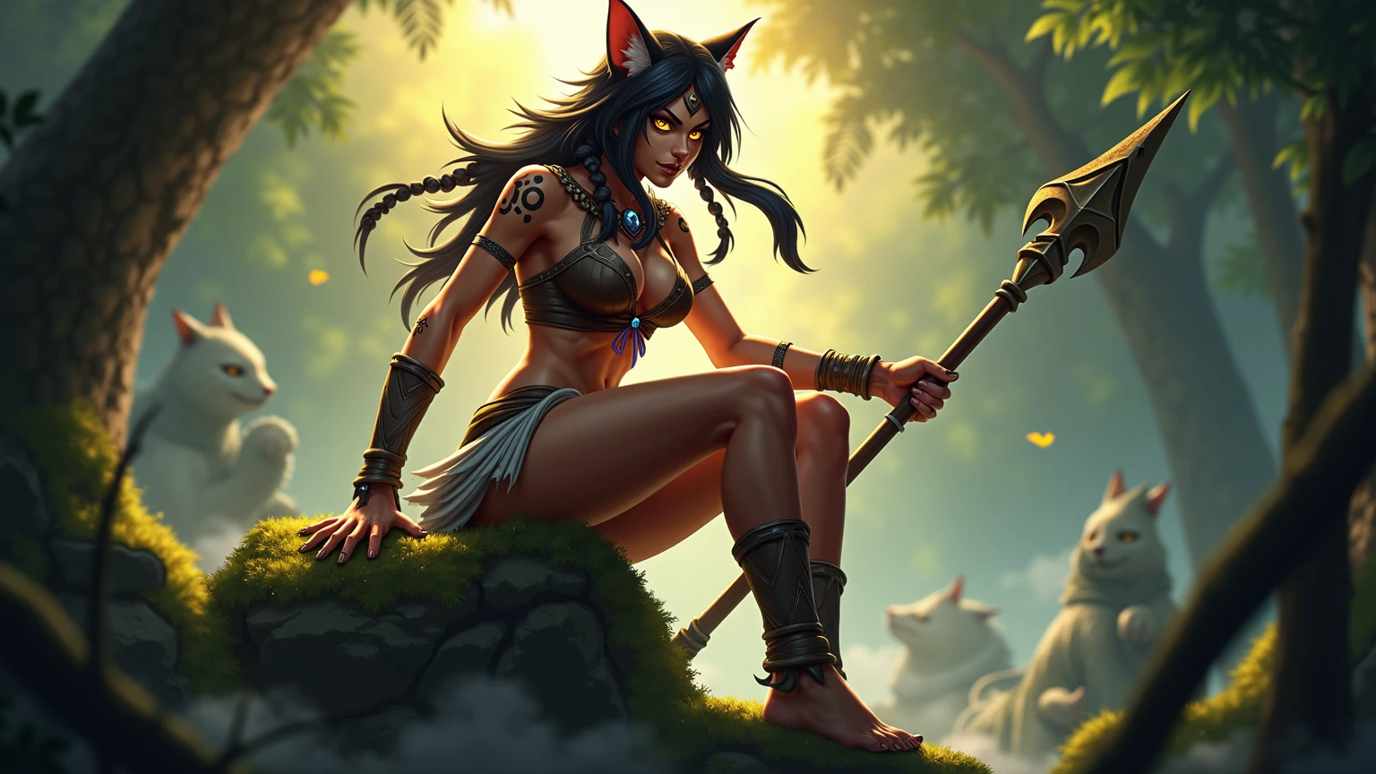 Ahri, de League of Legends, natural, hiper detallado, Arte digital, tendencias en Artstation, cinematic lighting, Calidad de estudio, Renderizado suave, Unreal Engine 5 renderizado, octanaje renderizado, Artistic style summer 2023, Pecho gigante, Chica obesa, culo gordo, panza gorda