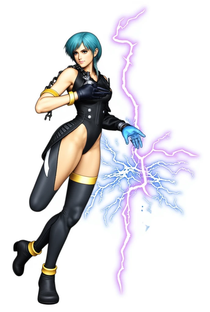 Very detailed, clear, beautiful body, Beautiful nose, Beautiful character design, perfect eyes, perfect face, very high, 4k, Beautiful legs, perfect legs, good hand, perfect hand, Masterpiece, best quality, haveรายละเอียดสูง, illustration, nonsense, perfect anatomy, street fighter, doll set, Chadaloo Doll, doll set, expressionless, look at viewer, red gloves, Emotionless, black Latex, corruption, mind control, female warrior, full body, hypnotized, ความมึนงงที่ไม่haveความสุข, full body suit, Ribbed bodysuit, Both arms are at the sides., obey, perfect woman's body, extremely glossy Latex, hypnosis, Hipnolora, empty eyes, empty eyes, mind control device, Poses, give up_Pose, slave, standตัวตรง, stand, stand at attention, have, necktie, belt, Latex, Ribbed bodysuit, thigh high, garter belt, fighting posture, Extend your right arm away from your shoulder into the air with your hand straight., soldier, thigh boots, 1 girl, hair accessories, light purple hair, purple eyes, long hair, (((Pixel Perfect, perfect detail))), alone, 1 girl, Yae Niizuma, World Distar, wing, feather wing