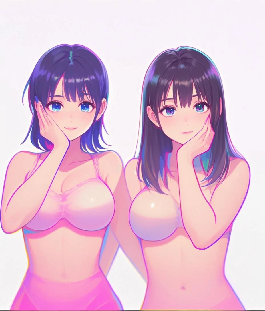 (((High resolution:1.5))), (((Very detailedな:1.5))), (((Two Girls:1.3))),((7Head to Body:1.3))、 (((beach,Outdoor、Midday light background)))、(((Happy expression))), (((smile:1.5)))、(((Beautiful and detailed eyes:1.3))), (((Very detailed))), (((Details face:1.5))), break ,sunny、(((Nude:1.5))),(((Very delicate body:1.5)))、(((Very flat chest:1.5)))、((Small waist))、((thigh gap:1.3))、Friendly atmosphere、(((spread legs:1.3))),(from side:1.2),(((curly hai,ponytail:1.3)))、(((Breast Matching:1.5)))、(((Face to face:1.5)))、((Light kissing scene:1.5))、