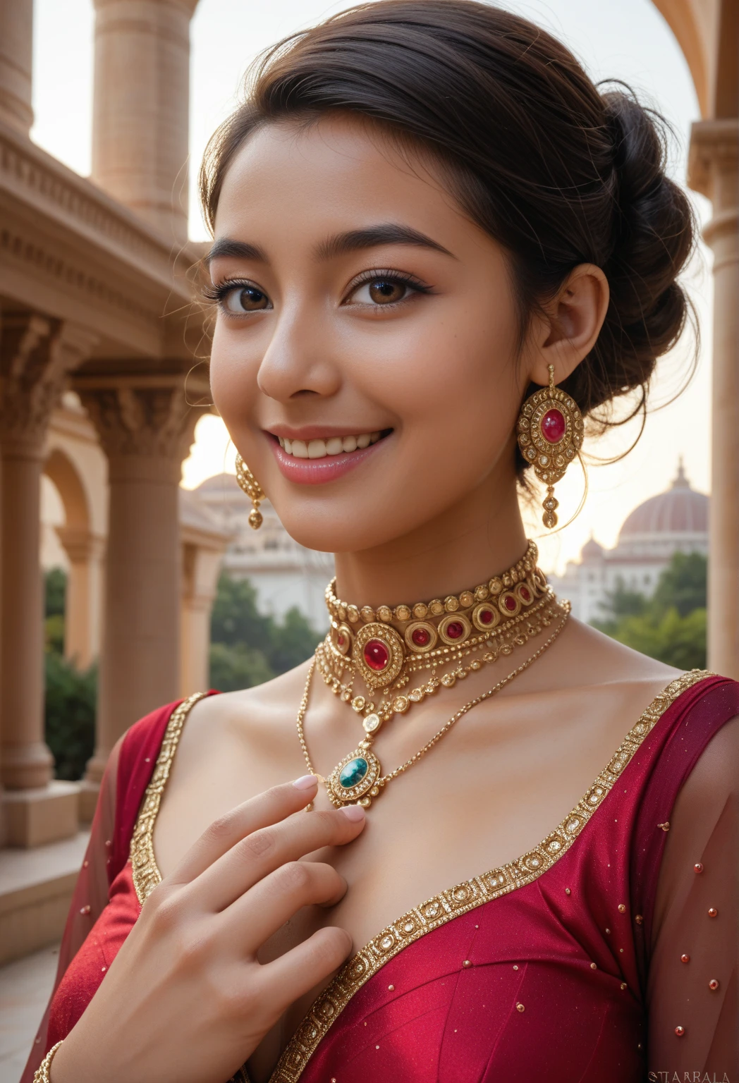 1girll，20 yrs，Beautiful vintage colors，Instagram（realisticlying，A high resolution：1.4），（puffy eye），fully body photo（8K，RAW photos，best qualtiy，tmasterpiece：1.2），（realisticlying，Photorealistic and realistic：1.37），（Sharp focus：1.2），profesional lighting，photon maping，Radio City，physically-based renderingt，（paleskin：1.2），（Hair in the middle：1.2），（Black hair：1.2），By bangs， 独奏，  (stands in the garden:1.3)， realisticlying， （tmasterpiece：1.4），（best qualtiy：1.4），（shiny skins），Fahi girl，putting makeup on，（Keep one's mouth shut：1.4），（being thin，is shy，：1.3），（ornate royal gown：1.5）， Urzang-6500-V1 Edition, Edition, Edition, Edition, Edition, Edition.1， PureErosFace_V1， surrounded by colorful roses， (Sunset:1.3)，((Slim body))，Bejeweled Crown，Bokeh，hyper HD，(Vibrant and Colorful:1.3)