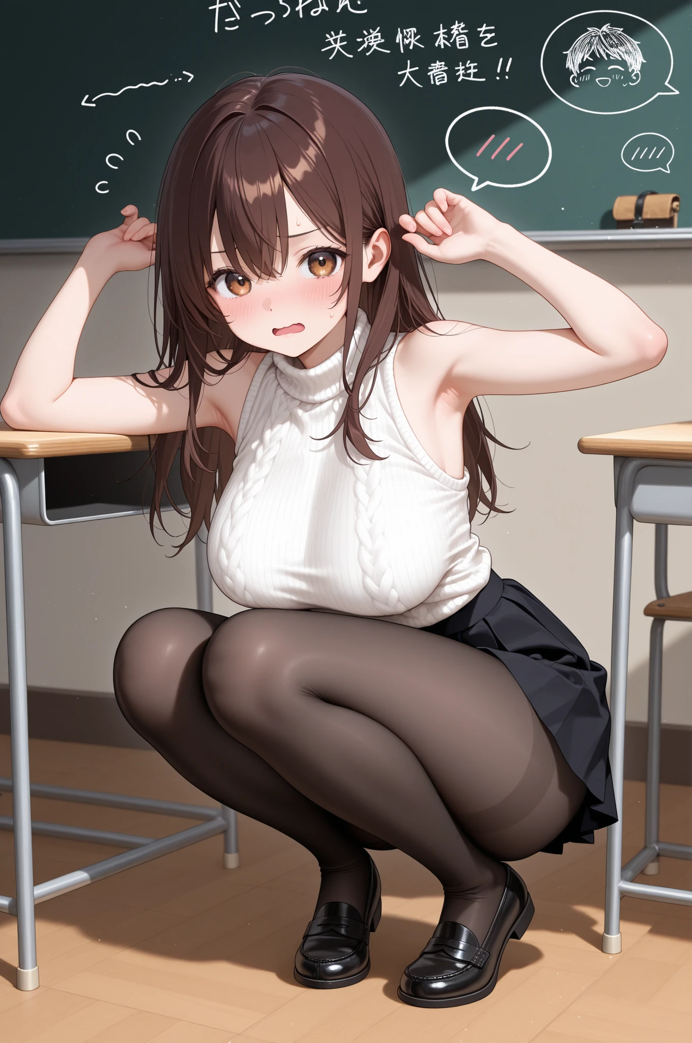 masterpiece, best quality, unity 8k wallpaper, illustration, very detailed, ((ache,moaning,1 woman,1 man, first sound)), whole body,wet white transparent clothes, sweat, Warmth, stiff, Muscular body,big bust, (Toned body) ((in the classroom))(((I was penetrated vaginally.)))(a guy)(Vaginal insertion))(A man inserts his penis into the vagina)