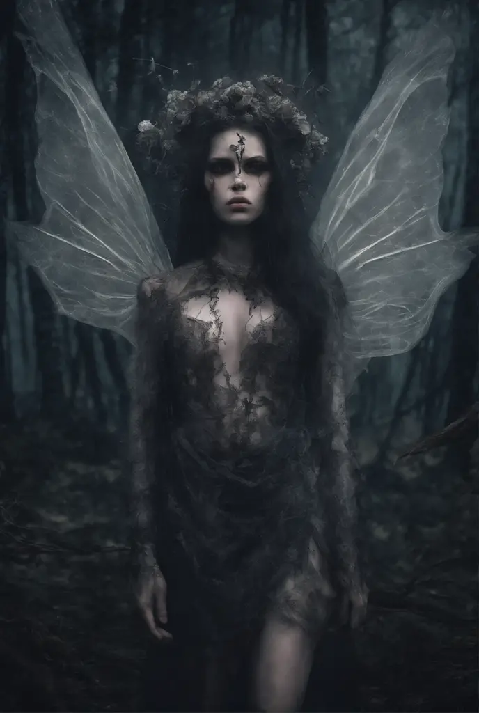 at a forest,night moon,Mini cute 3 year old flower fairy, chubbiness,Skirt made of petals,colorful colorful,Transparent colorful wings, Magic wand,closeup cleavage,Light attenuation,glowing effect,depth of fields,to emphasize,Real light,Ray traching,oc rendered,hyper realisitc,Best quality at best,8K,An artwork of,ultra - detailed,Detailed pubic hair,Correct anatomy,Focus on Ayoke,The facial features are carefully drawn