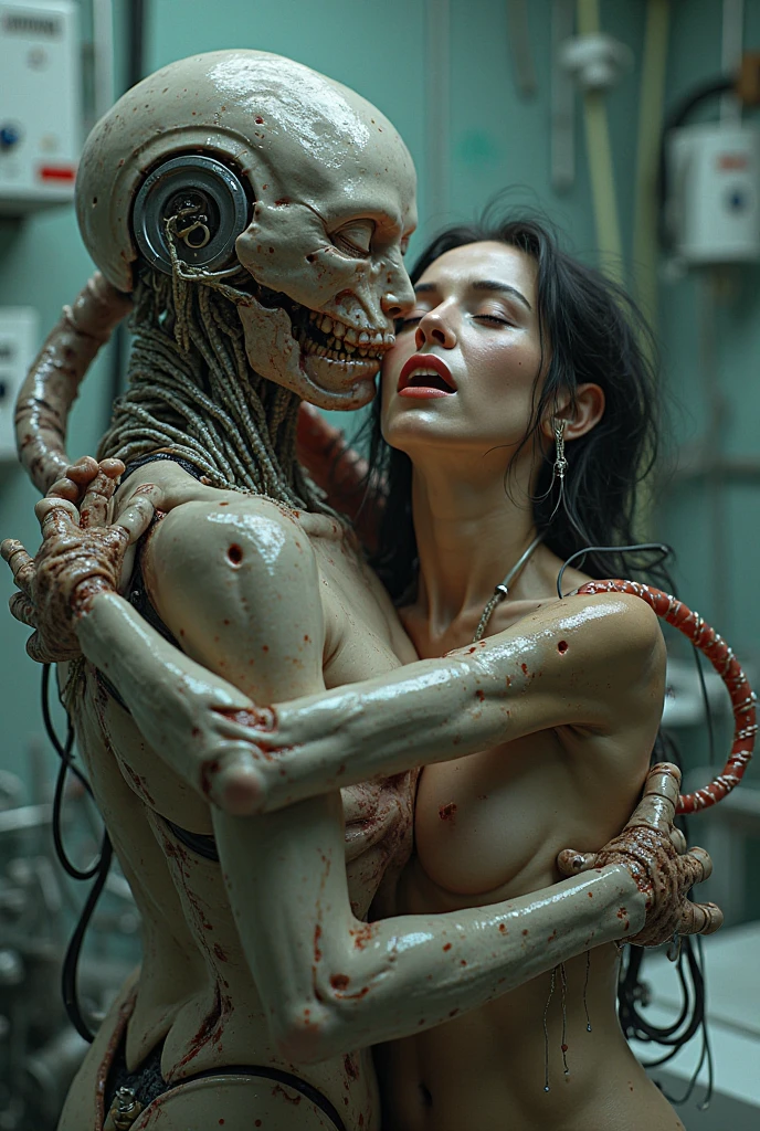 (masterpiece, best quality:1.1), high resolution, extremely high quality, 8k, hdr, absurdes, surreal, horror \(theme\), cyber horror, painting, 1young woman, 1female creature, hug, by Giger and Beksinski and Zawadzki, uncensored, nsfw, colorful, vibrant, hd, extreme detailed, oil on canvas, dry brush, brushstrokes, Artistic, oil painting, foggy, gloomy, atmospheric, science fiction, on alien planet, outdoors, dramatic sky, nebula, planet in sky on background ADDCOMM
(1young woman, (nude, naked:1.2), european, beautiful, braid, small breasts, collarbone, midriff, nipples, pussy, vagina, labia, realistic skin texture, attractive, sexy, happy, smile:1.2) ADDCOL
(1female cyborg, mechanical parts, glowing eyes, mutation, tail, horns, fangs, (crazy eyes:1.2), angry, crazy, creepy:1.2)
<lora:dariusz_zawadzki_finetuned:0.25> <lora:by_zdzislaw_beksinski_finetuned(style):0.25> <lora:BearlySD:0.7>
<lora:backlight_slider_v10:1>
<lora:GoodHands-vanilla:1>