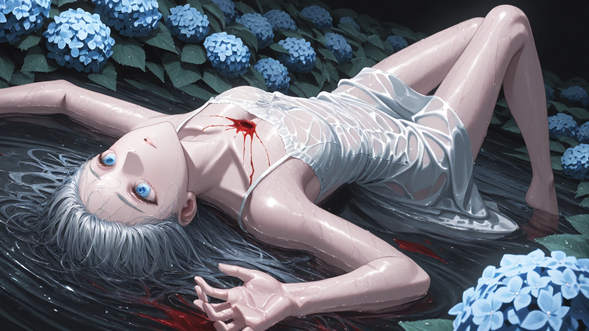 ((NSFW)), (((erotic horror)), ((full body view, anatomical horror, sexual horror, anatomical monstrosity:1.4)), score_9, score_8_up, score_7_up, score_6_up,Madness,1girl, ((undead breasts, nipples)), solo,looking at viewer,open mouth,bangs,yellow eyes,teeth,tears,eyelashes,glowing,heterochromia,portrait,light particles,close-up,eye focus