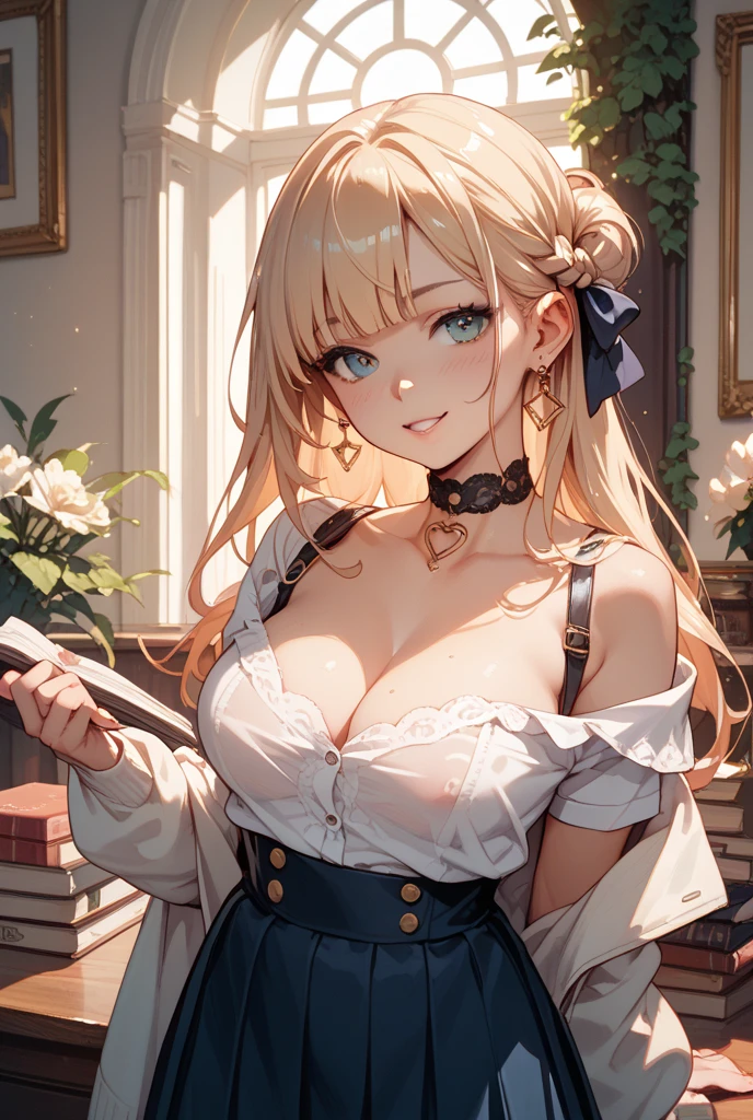 Florence Nightingale, (ballet clothes), sitting in a chair, smiling at the camera, white formal shirt, loose collar buttons, nipple bumps, long loose hair, (delicate illustrations: 1.4), (Renaissance art: 1.4), (ultra high resolution: 1.2), (photorealism: 1.4), (8K, RAW photos: 1.2), (soft focus: 1.4), ( 18 years old: 1.3), (Sharp Focus: 1.4), beautiful face with attention to detail, pure rose face_V1