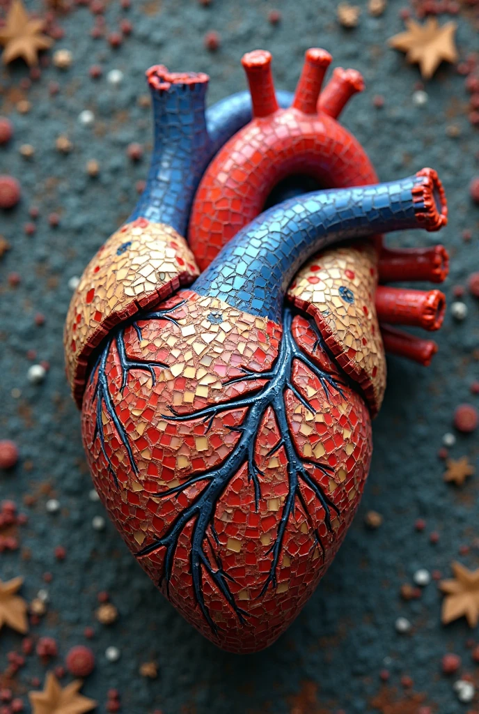 Realist heart sculpture painted with graffiti